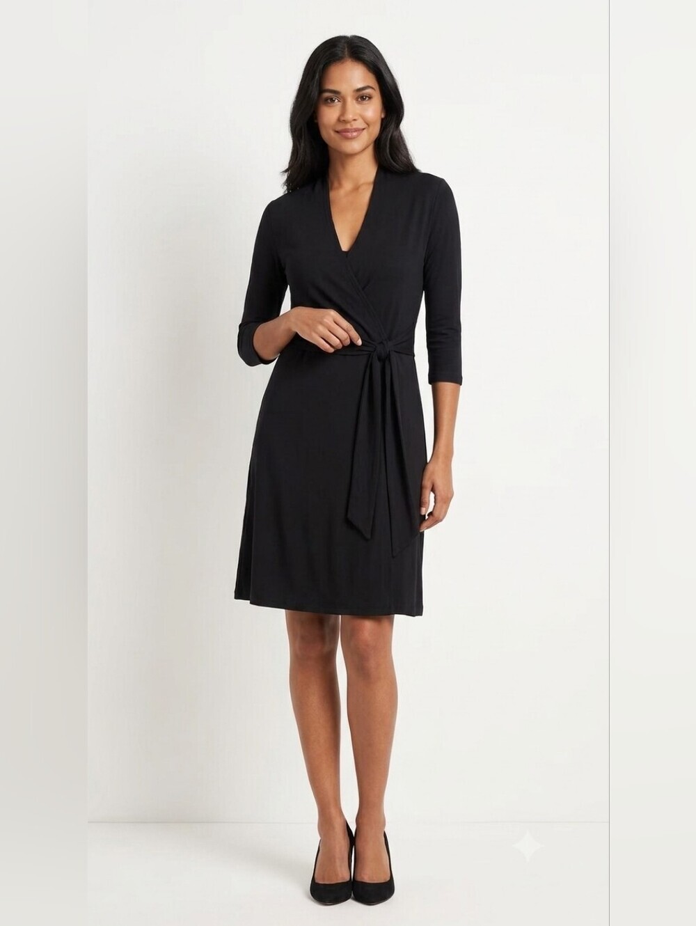 Isabella Oliver Black Tie-Front Wrap Dress - Size 0
